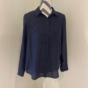 Loft navy button up blouse